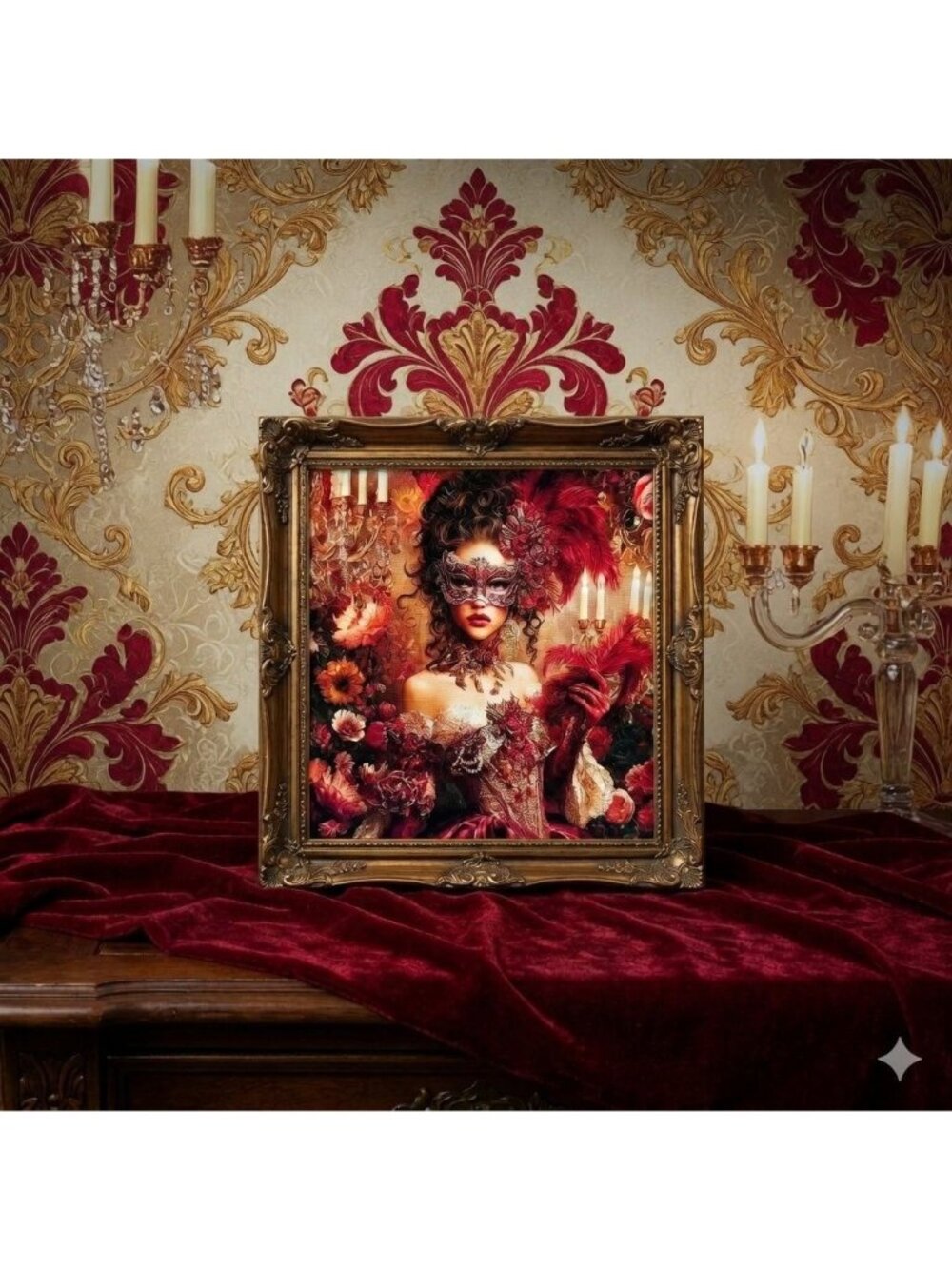 Masquerade Lady Rose Cross Stitch Kit 11CT Printed Aida DIY Embroidery 20x20"